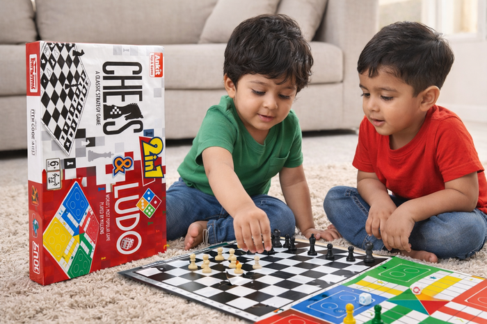 2-in-1 Chess & Ludo Board Game Set (Ages 6+, 2–4 Players)