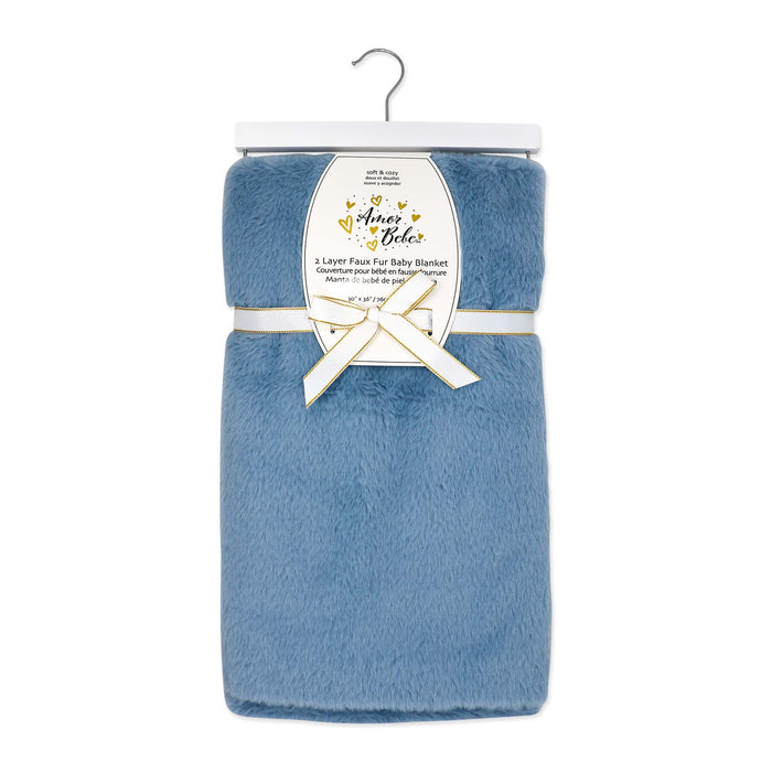 2-Layer Luxury Faux Fur Baby Blanket & Neck Pillow Set – 100% Polyester