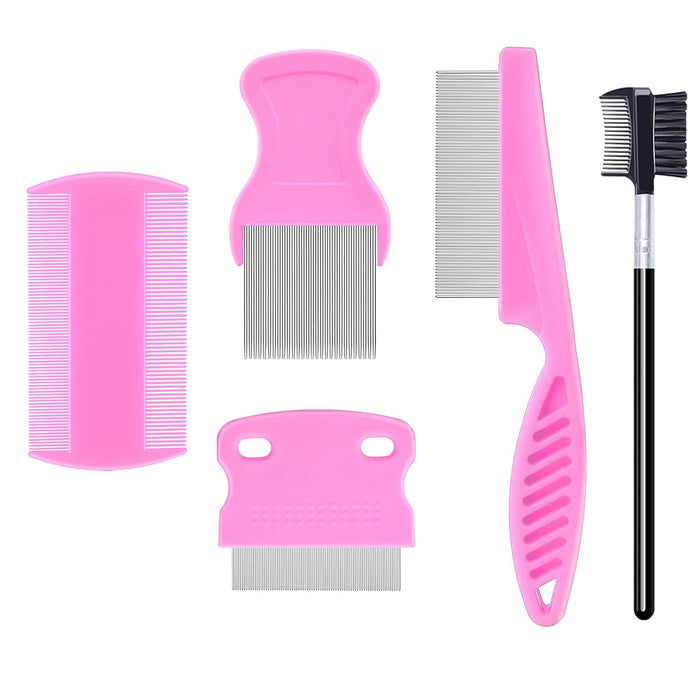 5 Pack Flea Lice Comb Dog Hair Trimmers Pet Clever Pink