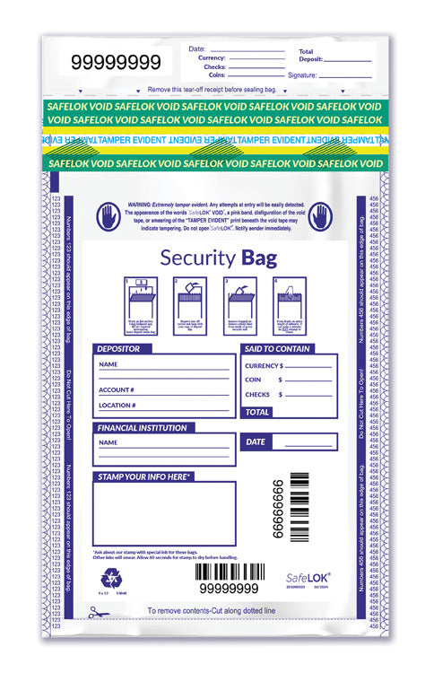 53848 Single Pocket Deposit Bag Opaque 9 x 12" - QTY 100 BAGS