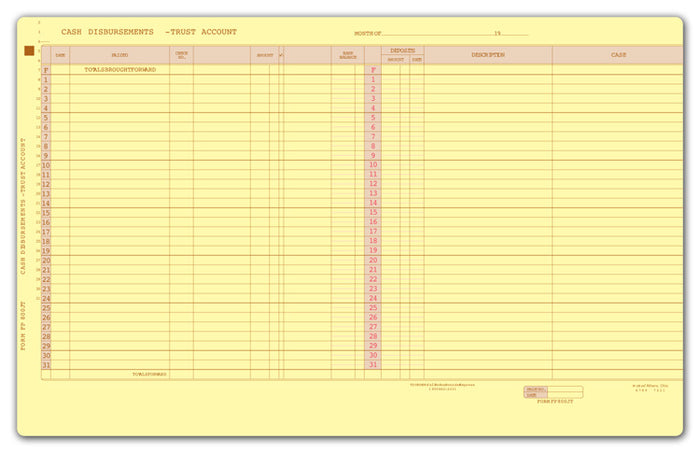 800JT Legal Trust Account Journal 17 1/2 x 11" QTY 25