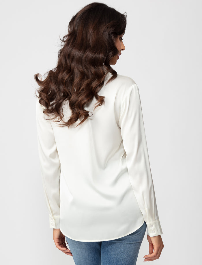 Blouse satinée à manches longues