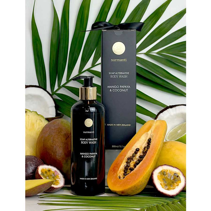 Surmanti Body Wash Soap Alternative - Mango, Papaya & Coconut (300ml) | Koop.co.nz