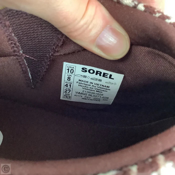 Boots Ankle Heels By Sorel In Brown & Cream, Size: 10