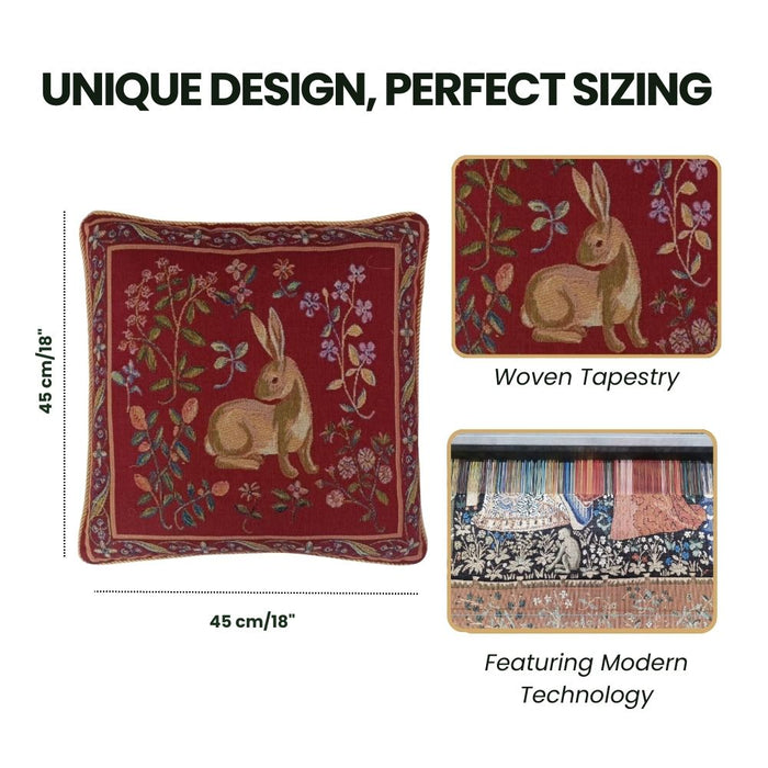 CCOV-ART-LU-RABBITDRD Cushion Cover Art Rabbit Dark Red W45 x H45 CM (W18 x H18 INCH)