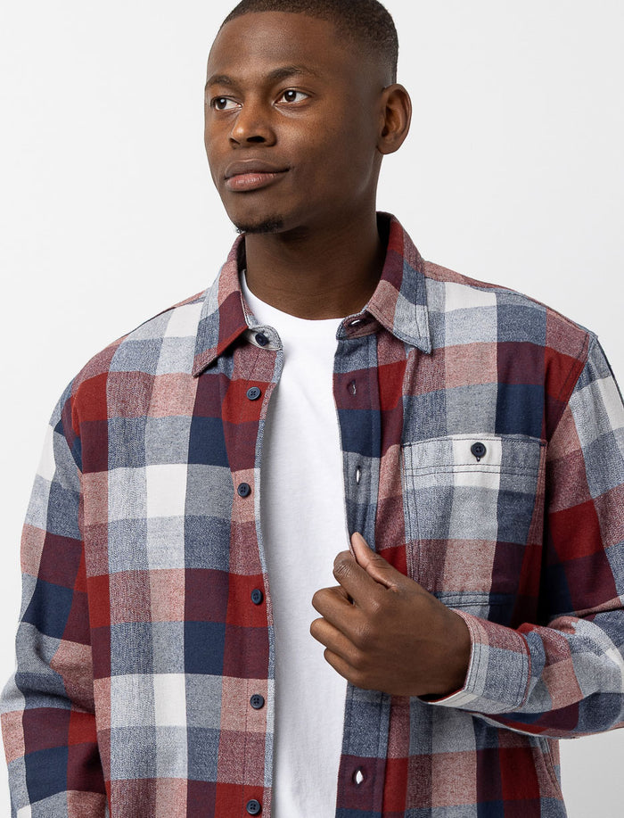 Chemise à carreaux en flanelle et poche