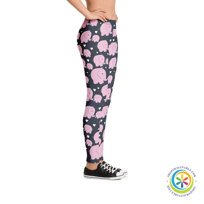 Cute Mom & Baby Elephant Love Leggings-ShopImaginable.com