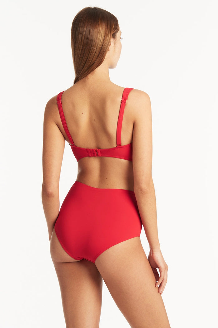 Eco Essentials Gathered Side High Waist Pant - Eco Essentials Red - Sea Level Australia