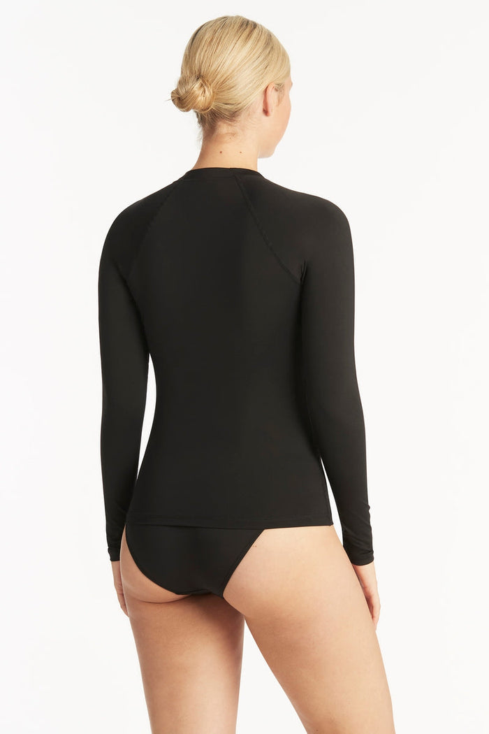 Eco Essentials Long Sleeve Rash Vest - Eco Essentials Black - Sea Level Australia