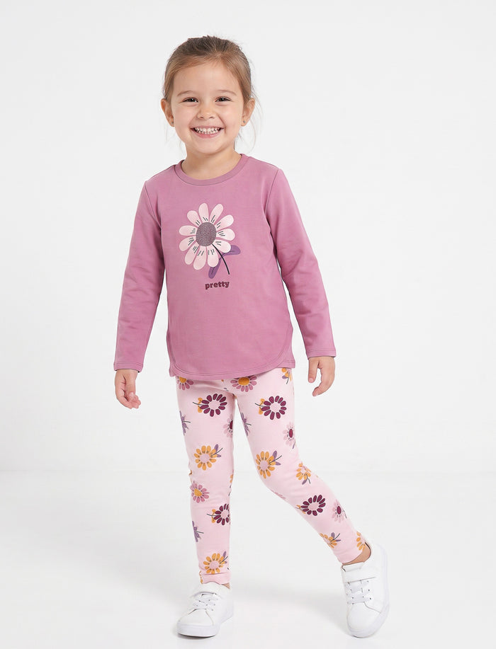 Ensemble 2 pièces en tricot imprimé à l’avant pour fille