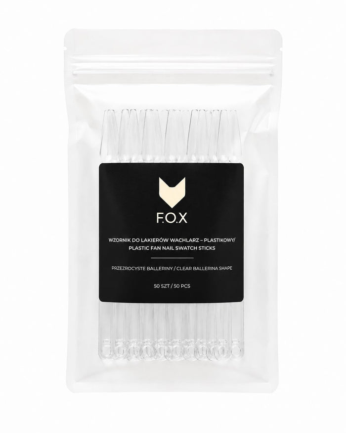 F.O.X Clear Ballerina Nail Swatch Sticks, 50 pcs swatches F.O.X