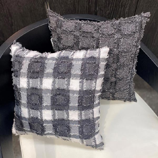 Le Forge Gingham Cushion - Charcoal/Black (45cm) | Koop.co.nz