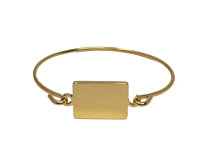 Gold Polished Hook-On Fingerprint Bangle - Rectangle - IUHKBR100-G