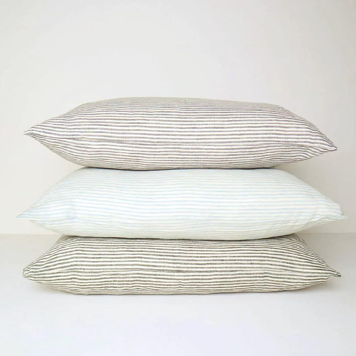 Raine & Humble Linen Stripe Cushion - Sky Grey (60cm) | Koop.co.nz