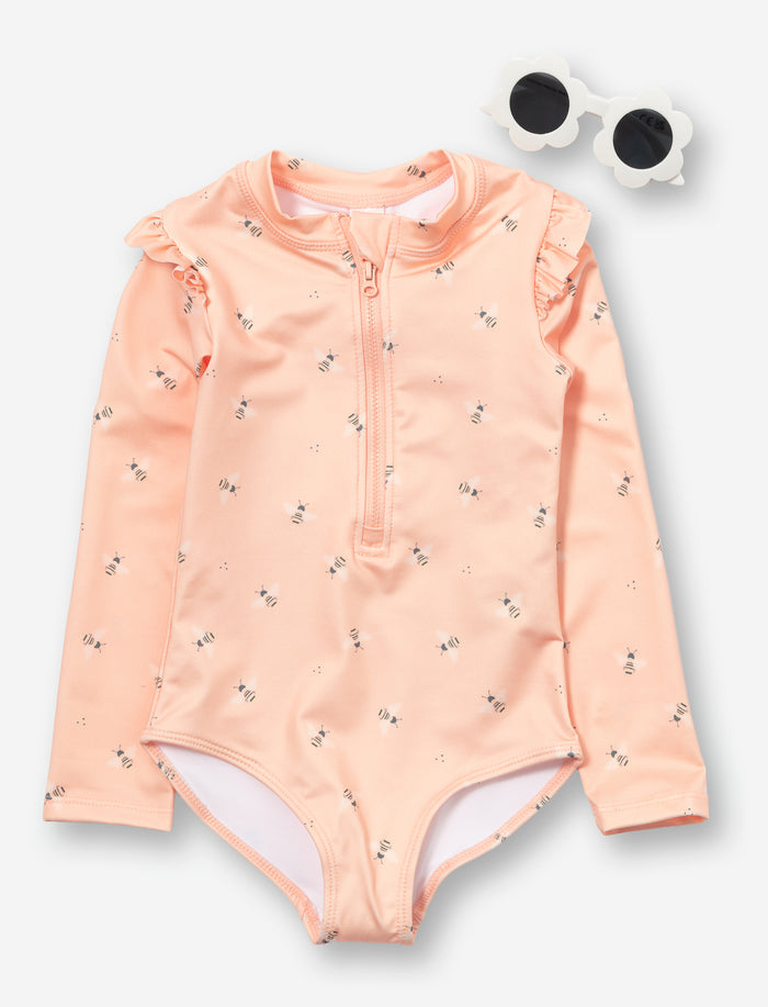 Maillot 1 pièce avec lunettes de soleil assorties - petite fille