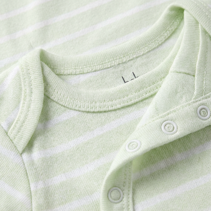 Mint Stripe Baby Bodysuit – 100% Cotton