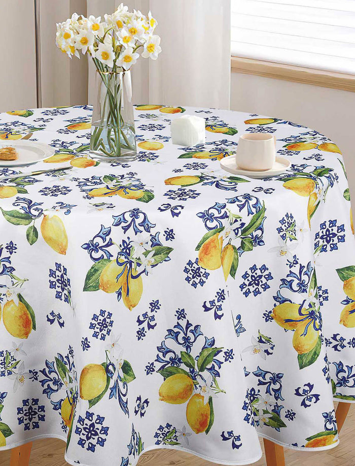 Nappe ronde avec imprimé citron - 70 po