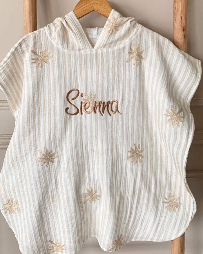 New Hooded Poncho Muslin | Summer Stripes Yellow