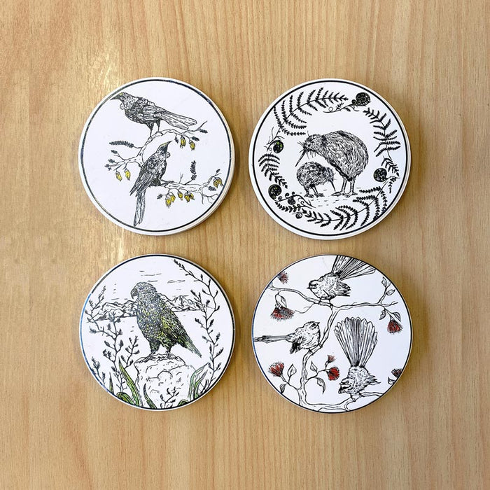 Salisbury NZ Native Bird Coaster Set/4 | Koop.co.nz
