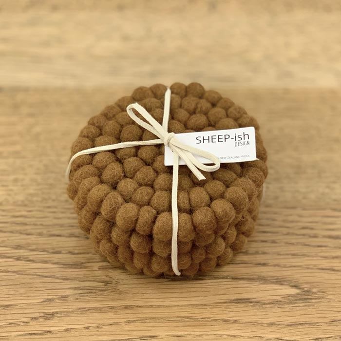 Sheepish Design NZ Wool Coasters – Ochre | Koop.co.nz