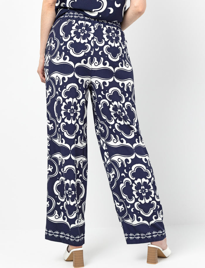 Pantalon jambe large floral paisley