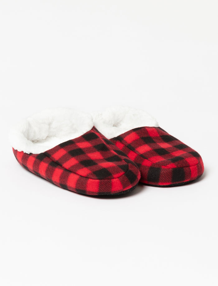 Pantoufles à carreaux doublées en sherpa