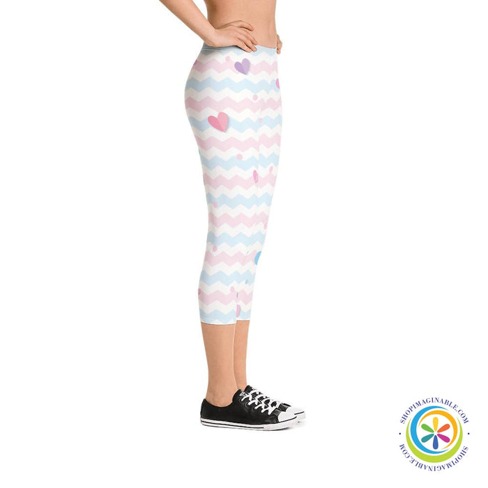 Pastel Floating Hearts Capri Leggings-ShopImaginable.com