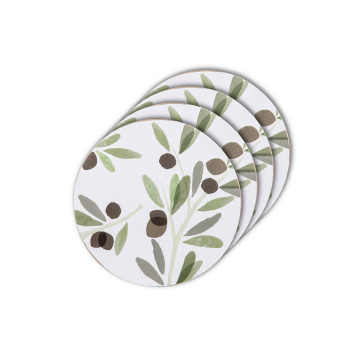 Davis & Waddell Sicily Olive Round Coaster Set (4pc) | Koop.co.nz