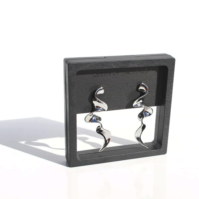 Queen Of The Foxes Silver Ribbon Earrings | Koop.co.nz