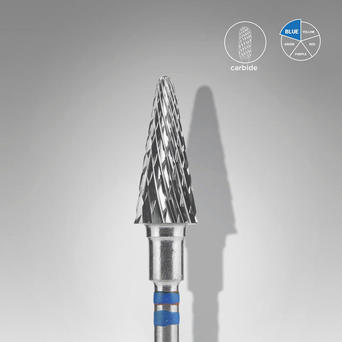 Staleks Carbide nail drill bit "cone" blue, 6 mm for left-handed users Drill Bit Staleks
