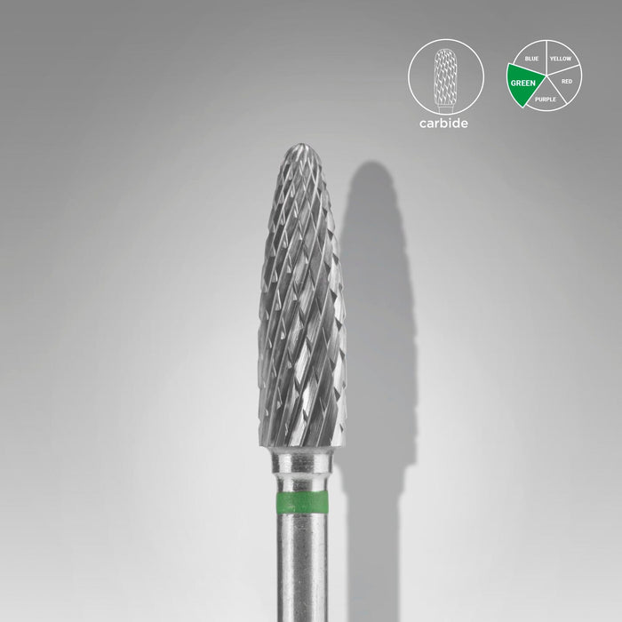 Staleks Carbide nail drill bit "corn" green, 4 mm Drill Bit Staleks
