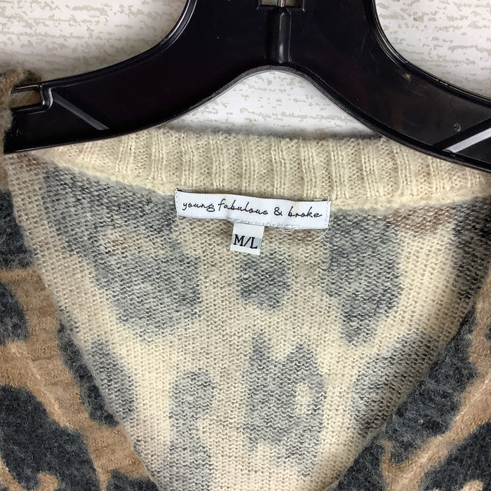 Sweater By Young Fabulous & Broke In Animal Print, Size: M/L