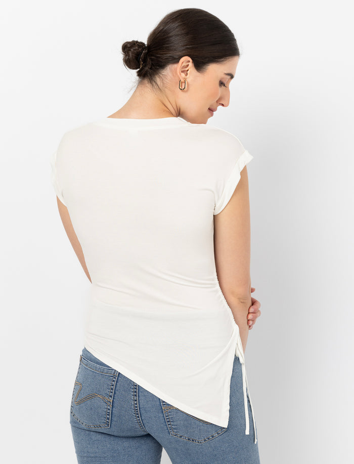 T-shirt asymétrique froncé