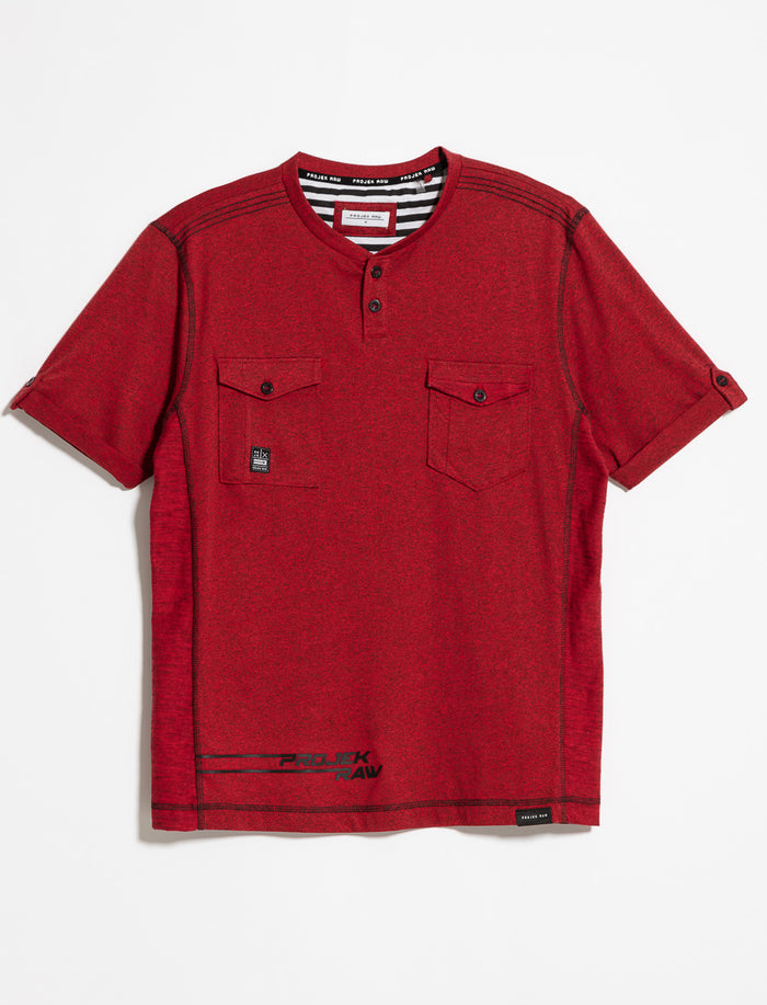 T-shirt col henley à poches