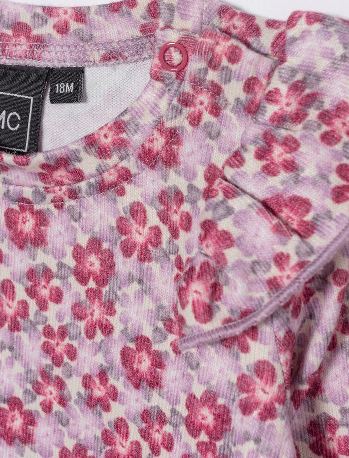 T-shirt fleuri à manches longues pour bébé fille