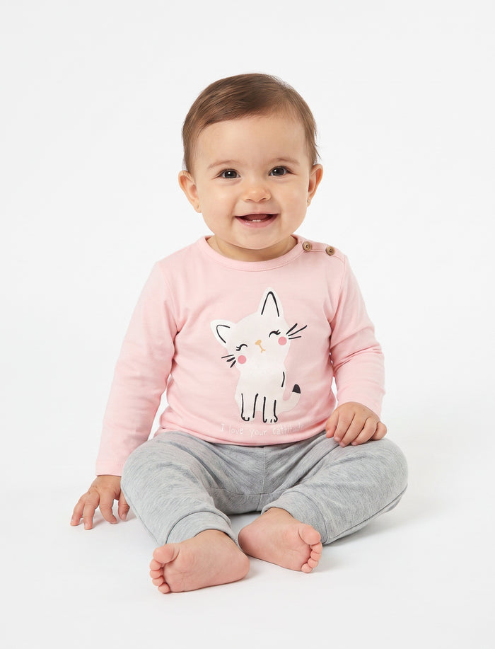 T-shirt imprimé à l’avant pour bébé fille