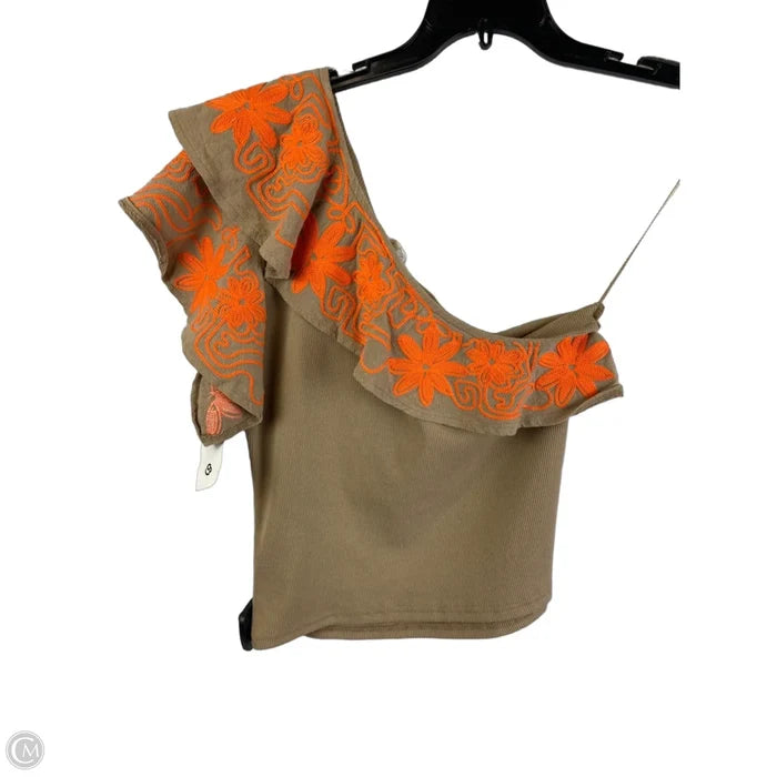 Top Short Sleeve By Dolan Left Coast In Orange & Tan, Size: S