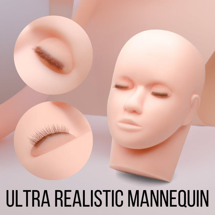 Ultra Realistic Lash Practice Eyelids Lash Extensions Practice Tray Mega Lash Academy Ultra Real Mannequin Head