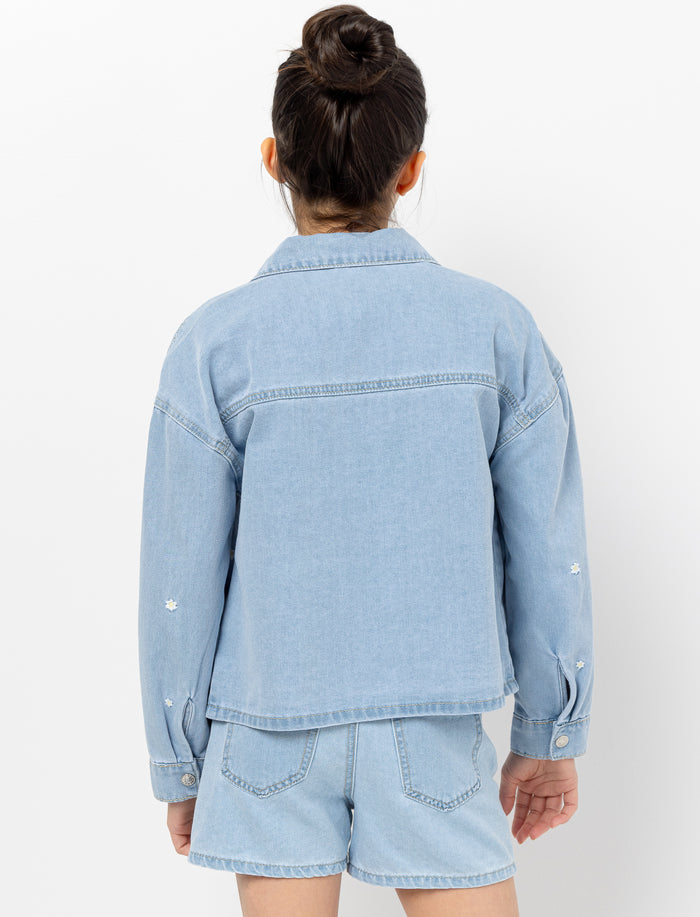 Veste en denim détail floral