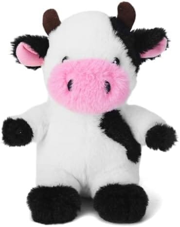 White Cow Plush Dog Toy with Crinkle Paper Stuffed Cow Dog Toys Pet Clever