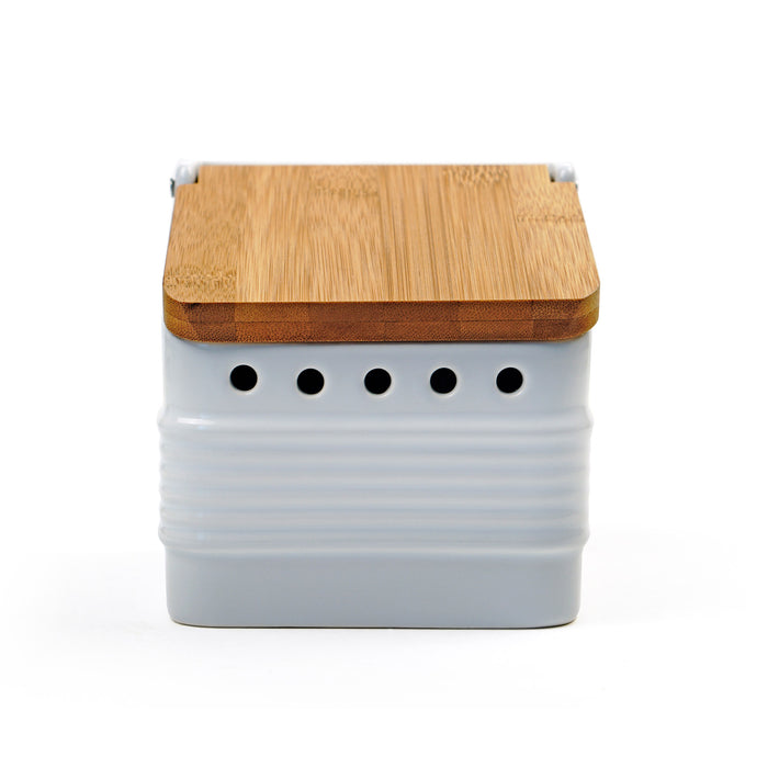 White Stoneware Garlic Keeper