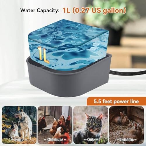 1 L Outdoor and Indoor Heated Water Bowl for Pet Dog Bowls & Feeders Pet Clever