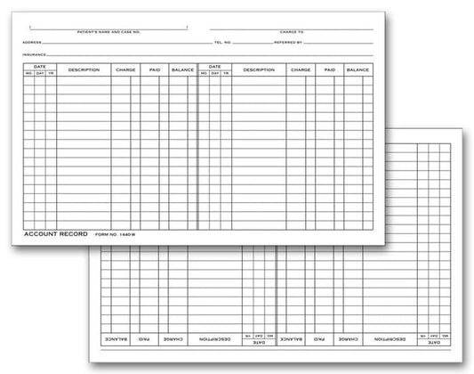 1440W Account Record Billing Card Double Entry 5 x 8" QTY 500