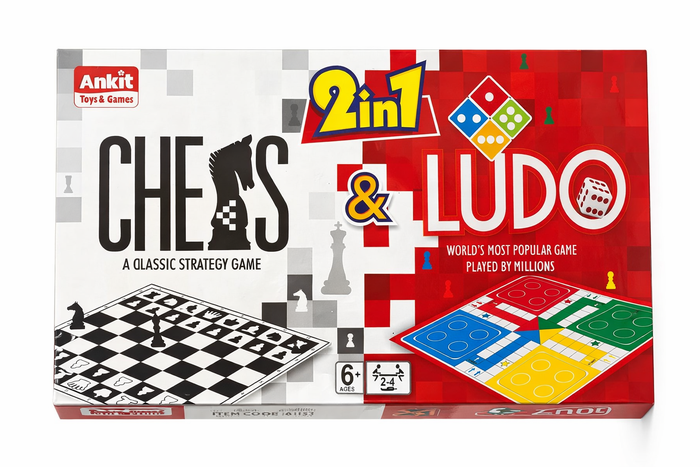 2-in-1 Chess & Ludo Board Game Set (Ages 6+, 2–4 Players)