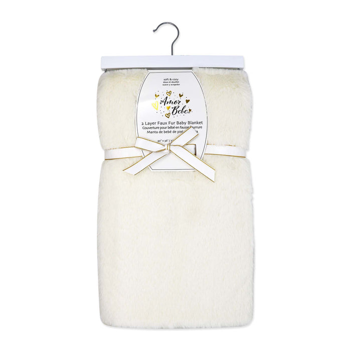 2-Layer Luxury Faux Fur Baby Blanket & Neck Pillow Set – 100% Polyester