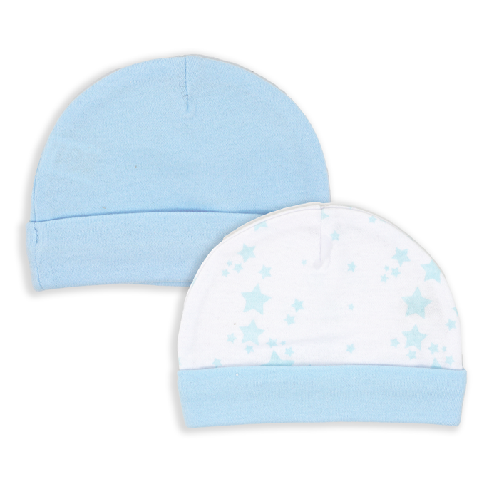 2-Pack 100% Cotton Baby Hats 0–6M