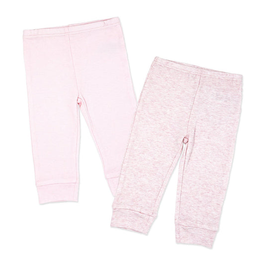 2-Pack 100% Organic Cotton Baby Cuffed Pajama Pants – Pink Sleep Bottoms
