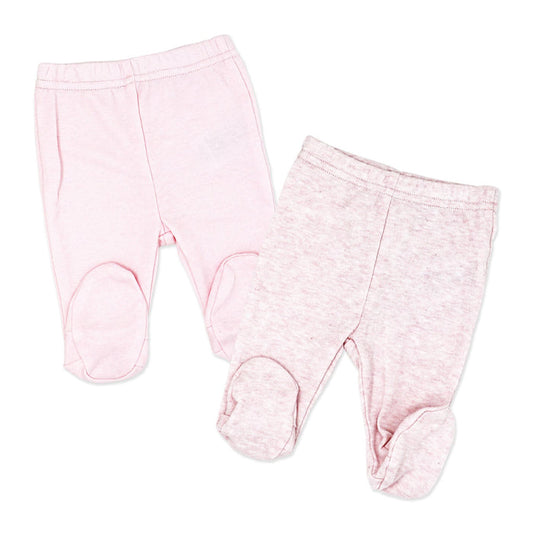 2-Pack 100% Organic Cotton Baby Footed Pajama Pants – Pink Sleep Bottoms