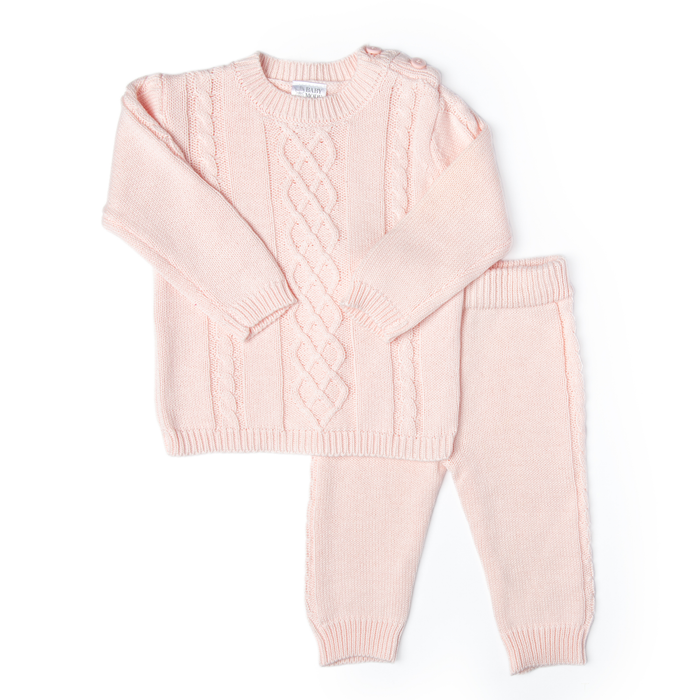 2 Piece Pink Outfit| Baby Sweater & Pant Set-100% cotton