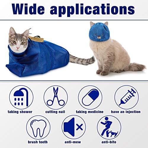 2 Pieces Cat Grooming Washer Mesh Bag Cat Muzzles Breathable Mesh Cat Care & Grooming Pet Clever